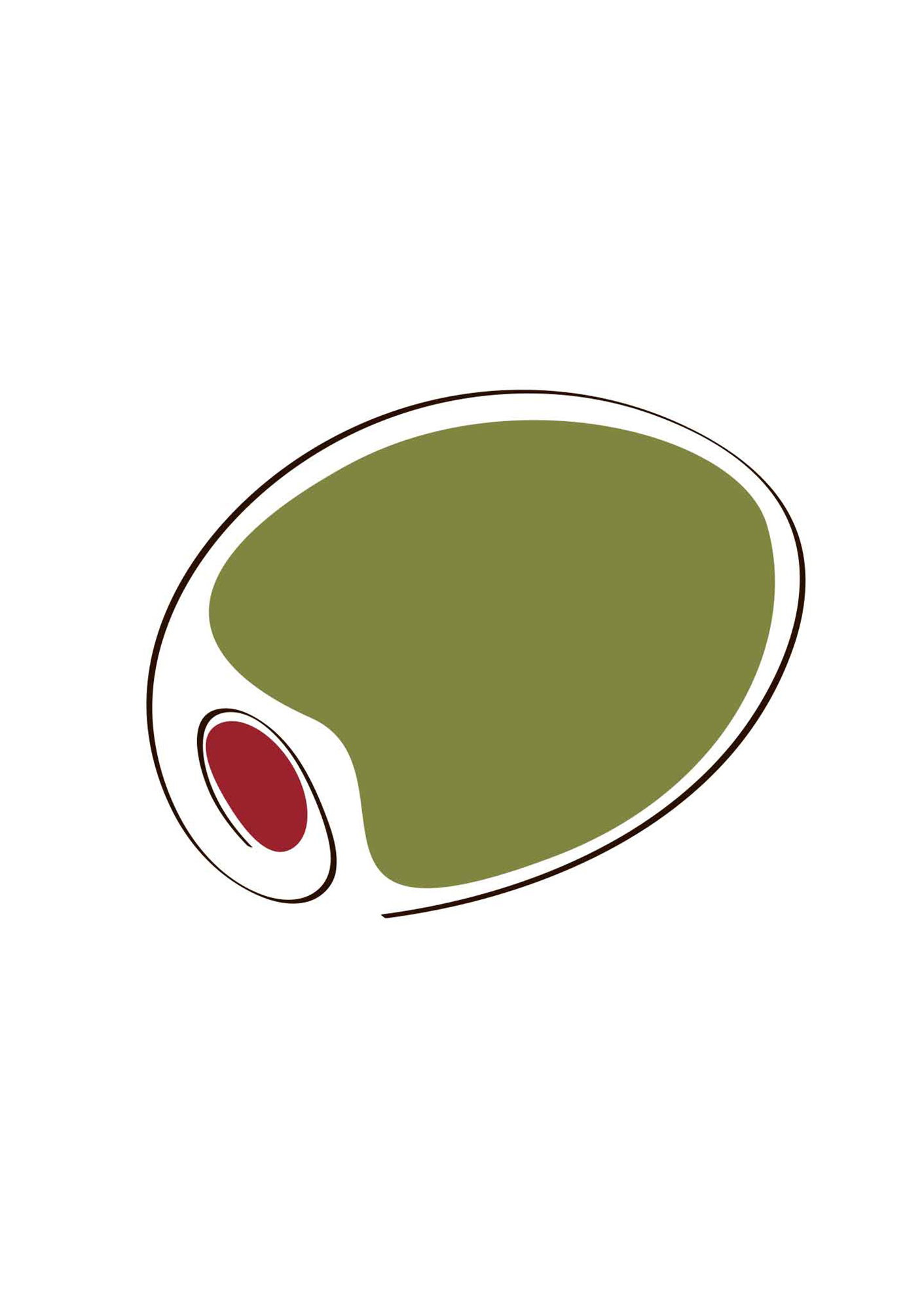 Green olive stuffed with red paprika