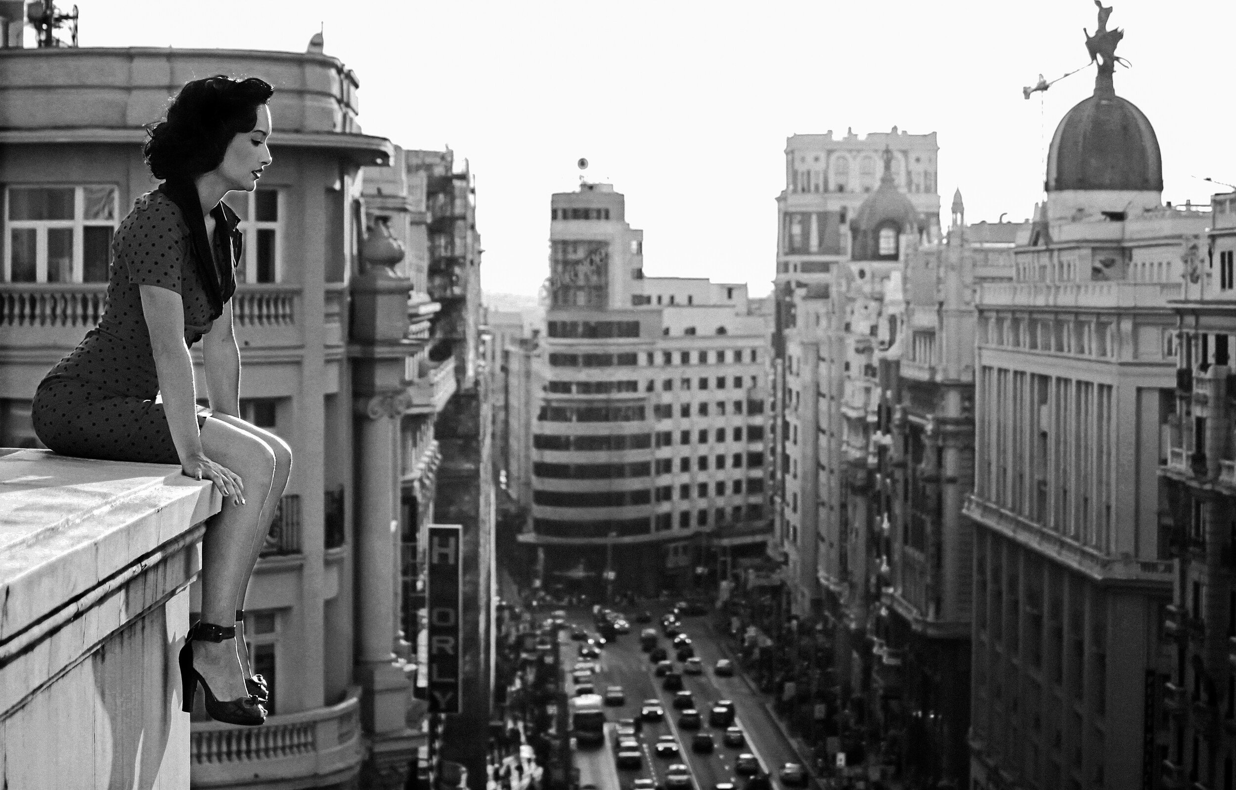 Elegant Woman City Rooftop