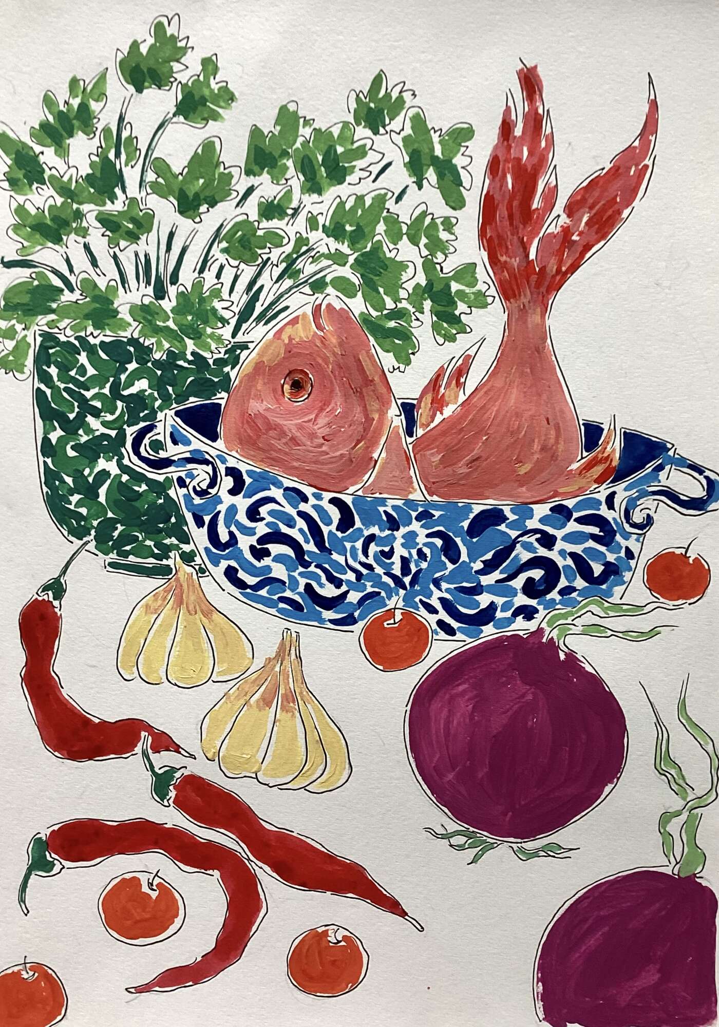 Fresh Fish and Vegetables