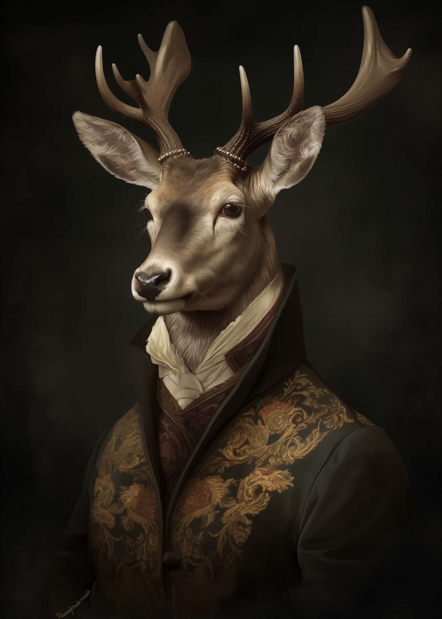 Vintage Dapper Deer Portrait