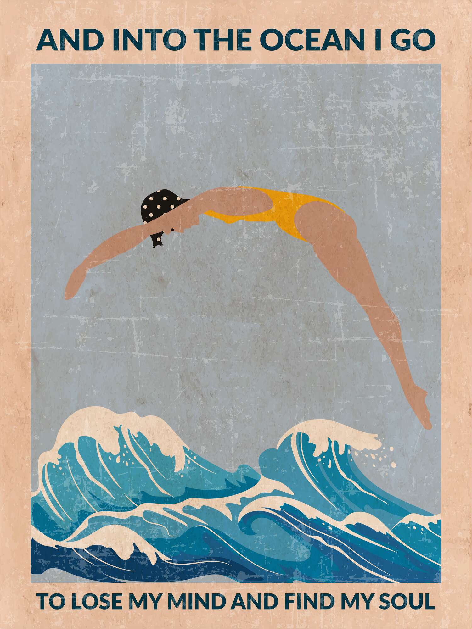 Woman Diving Ocean Waves