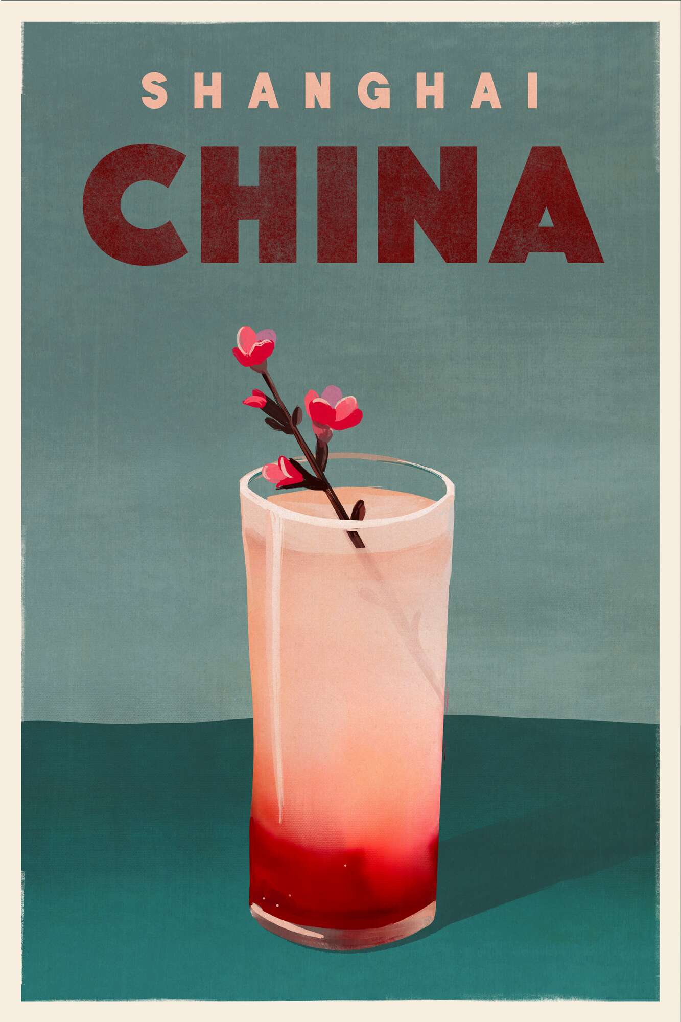 Travel Poster Cocktail Shanghai China