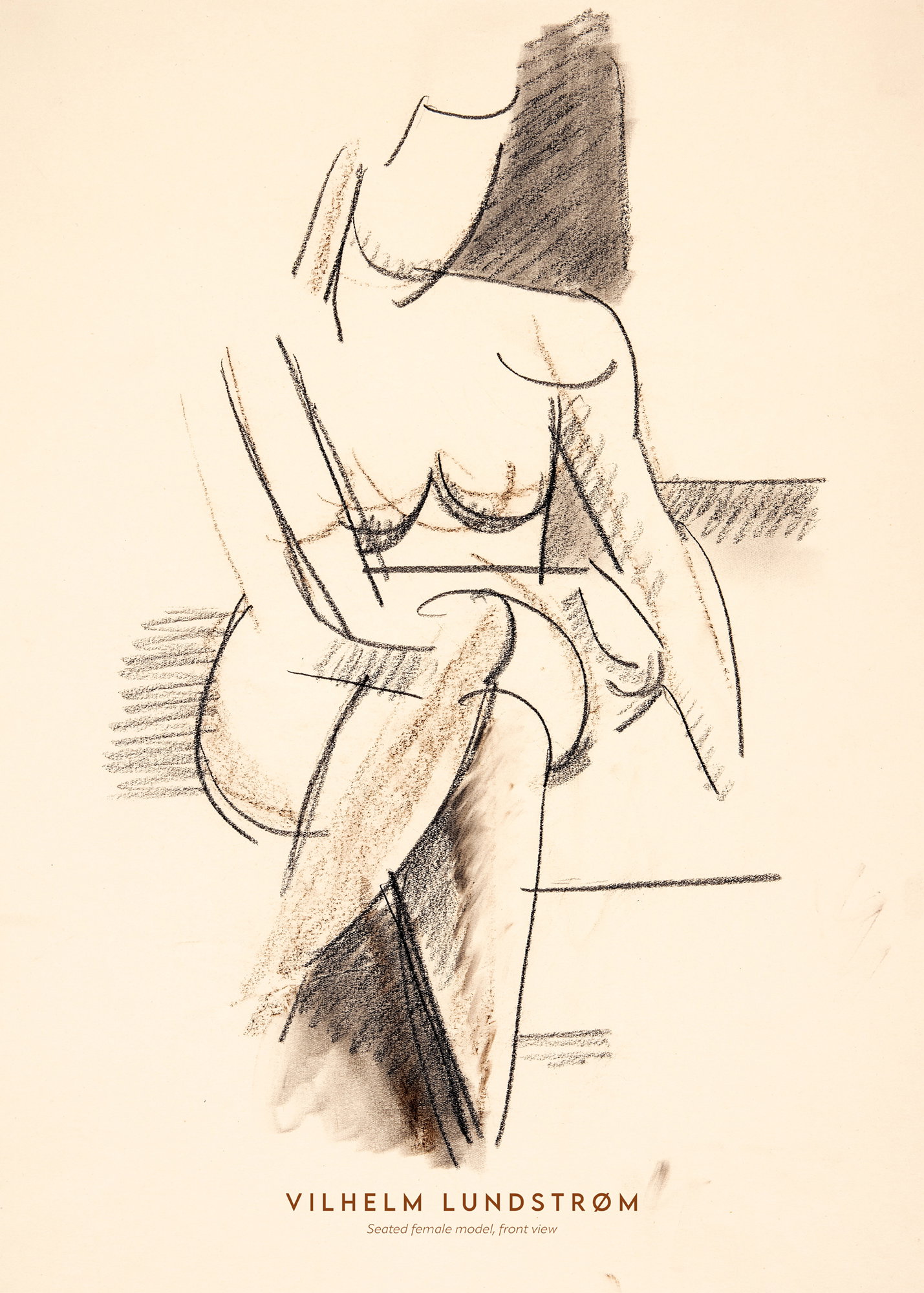 Seated female model, front view