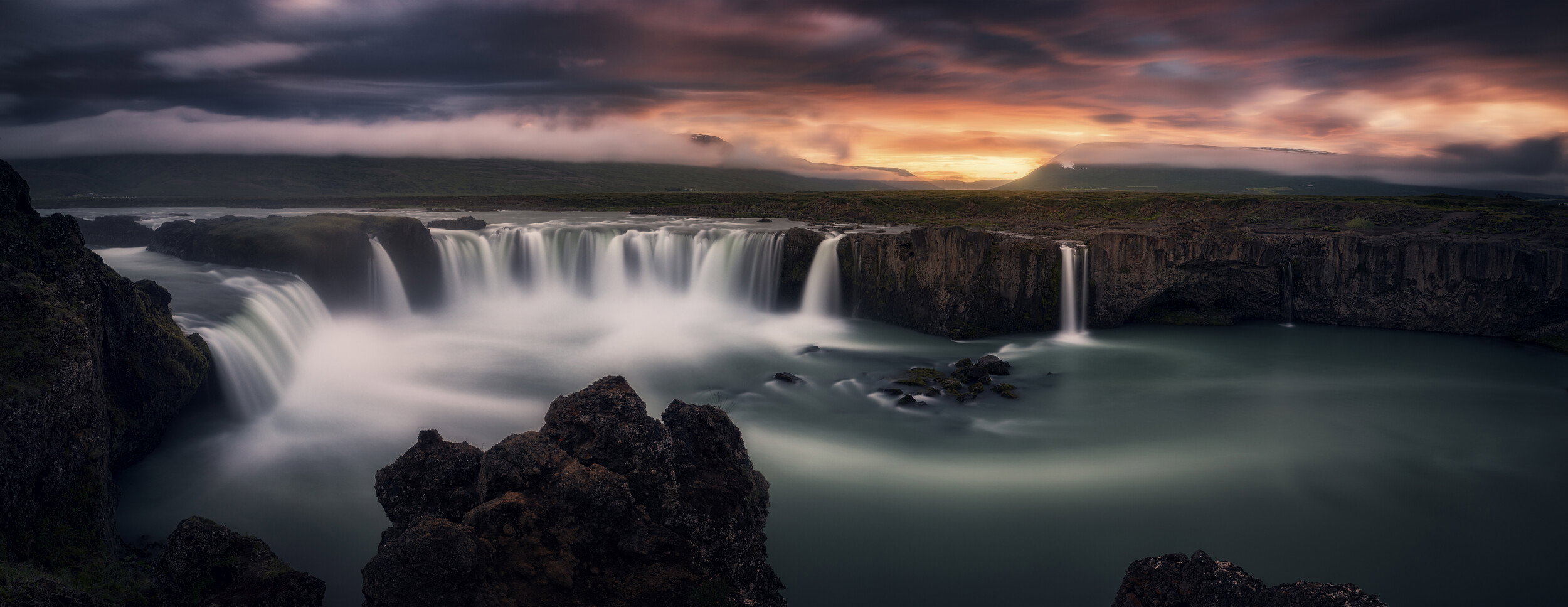 Dramatic Waterfall Sunset