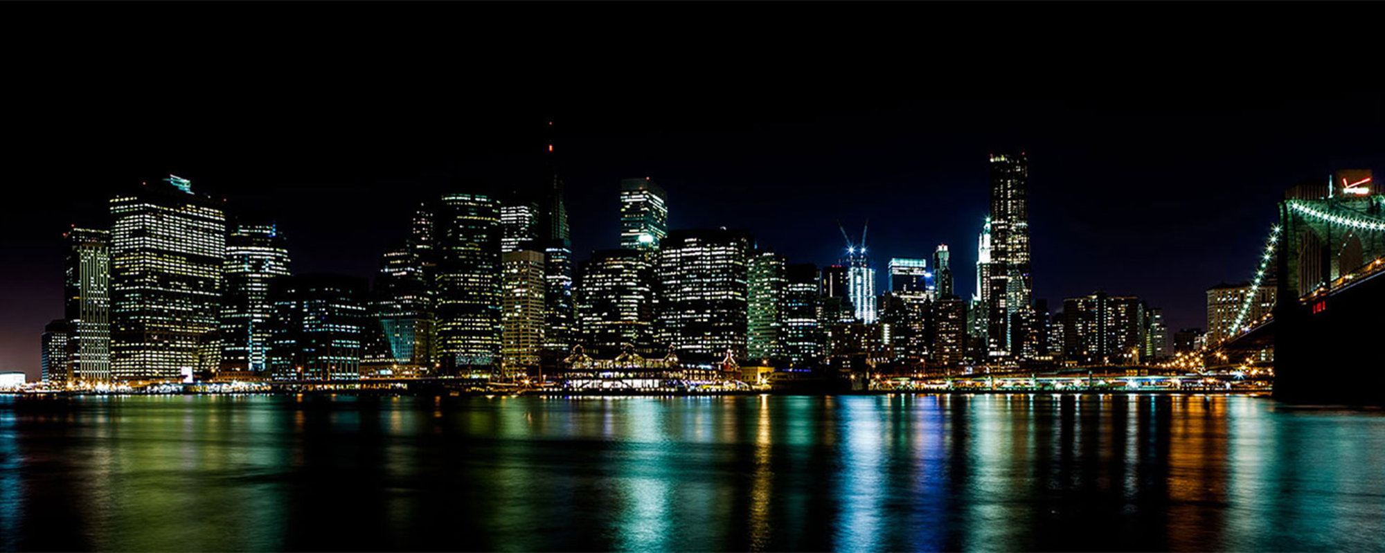 Manhattan skyline by night