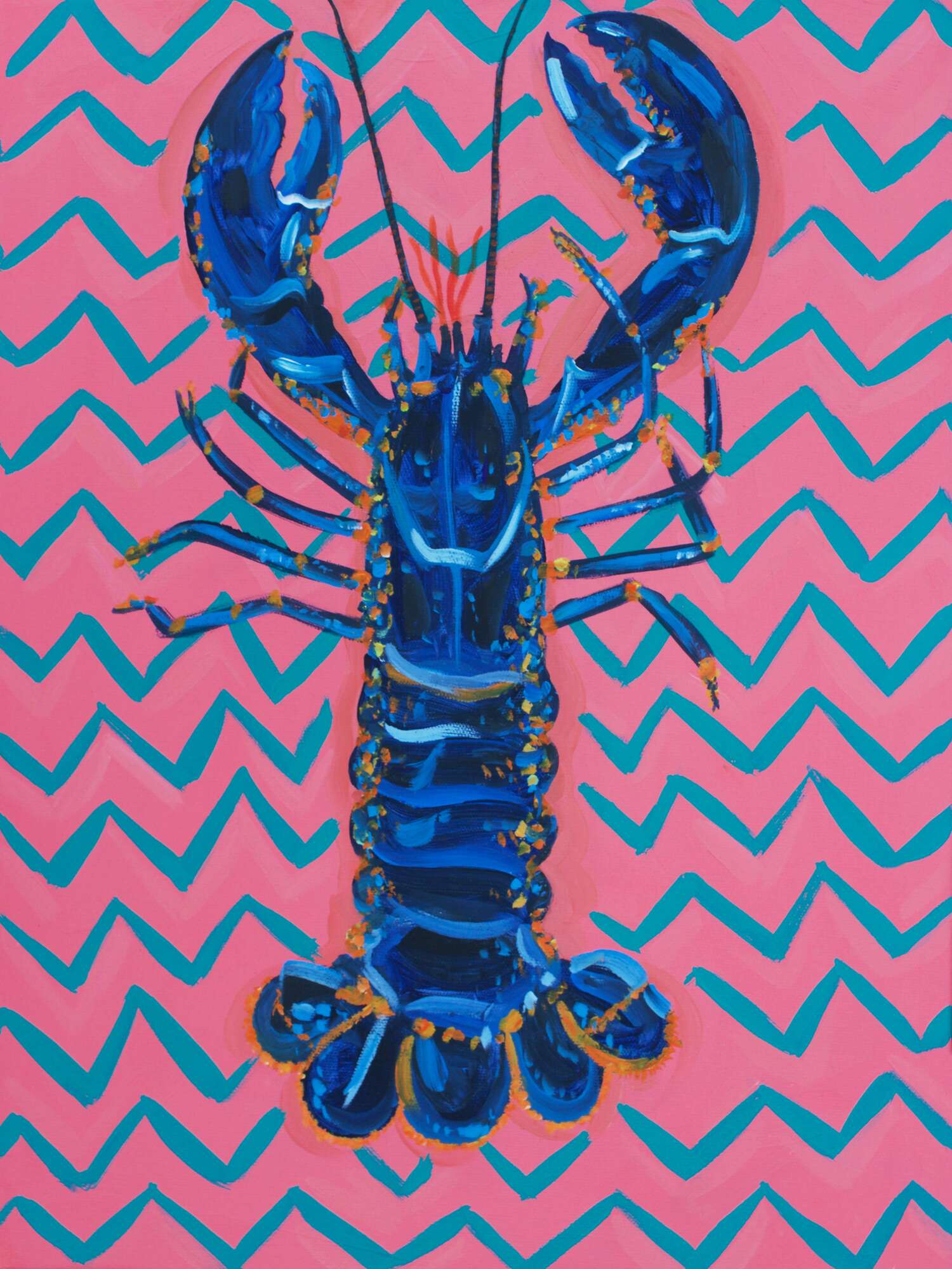 Vibrant Blue Lobster Chevron